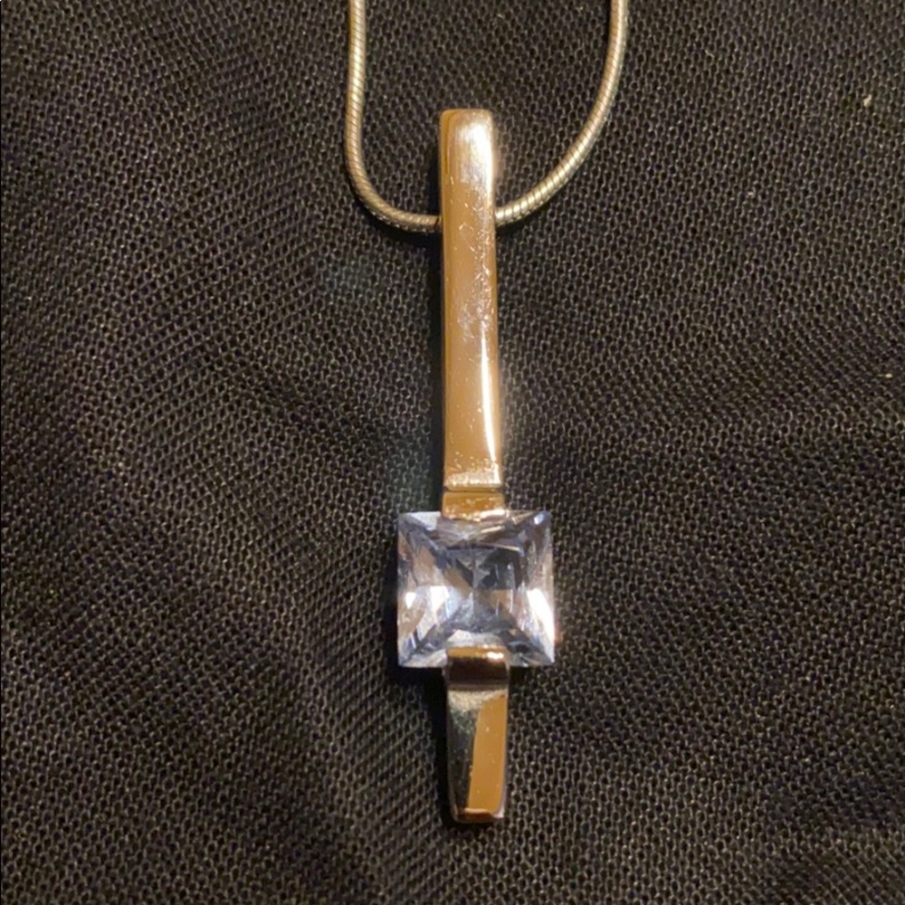 Blue Topaz, Sterling Silver Pendant with chain